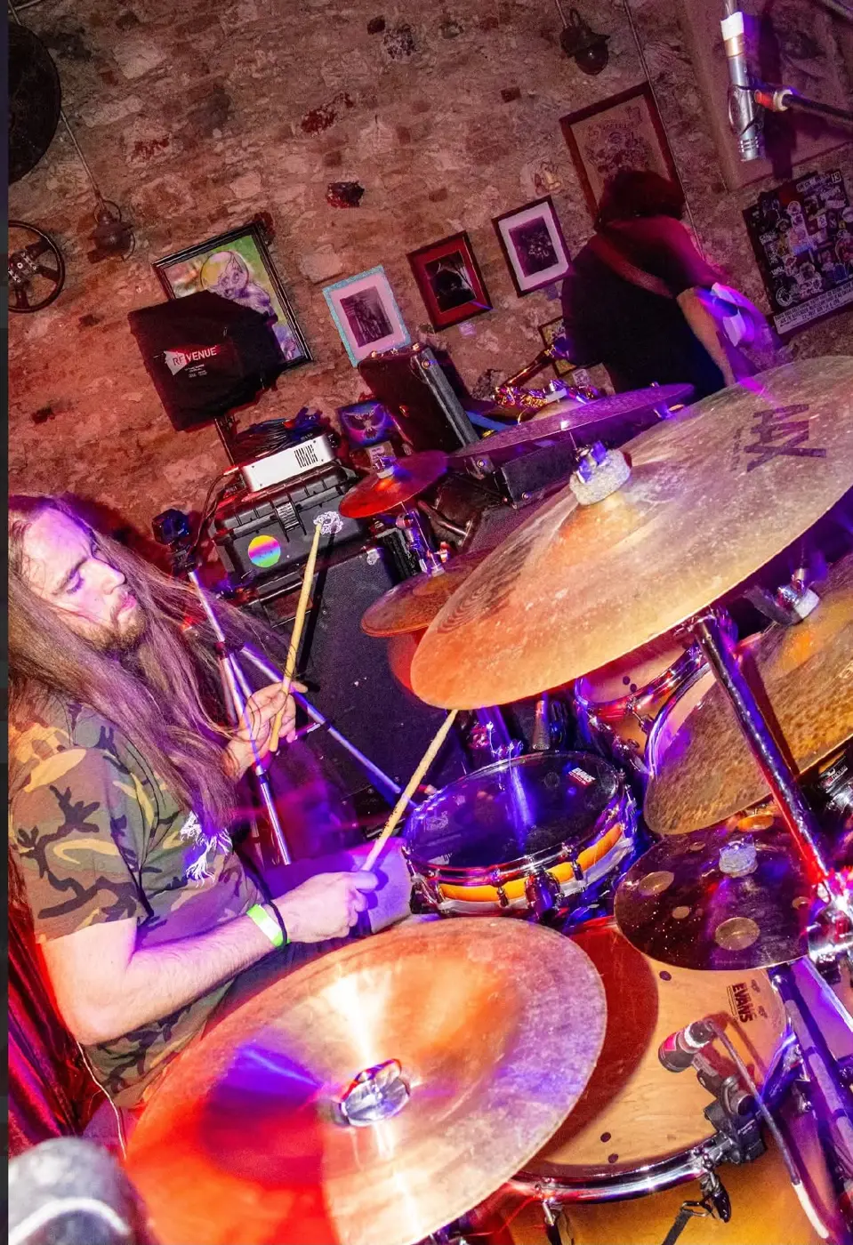 Brady Mayo performing on drums